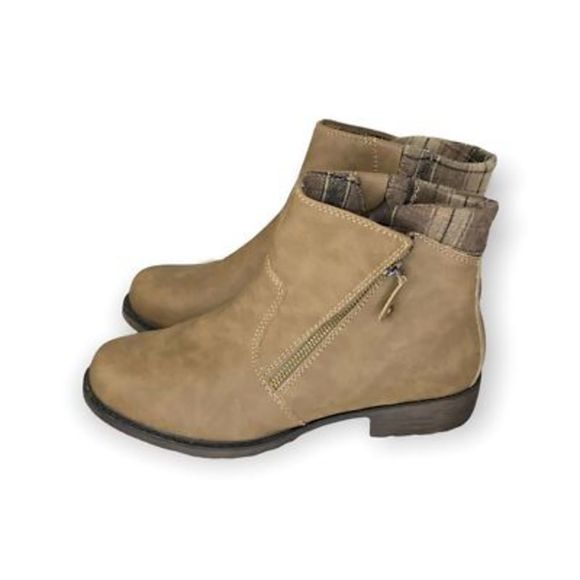 Sporto Womens Halley Ankle Boots Brown Plaid Lined Block Heels Zip  8.5 M New - Picture 6 of 11